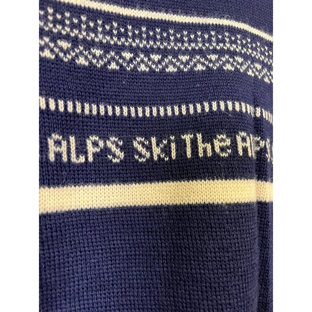 Vintage 80's Garmisch Sweater Bavarian Alps Ski  Zugspitze Germany Blue *READ*